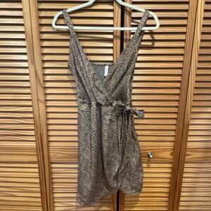 Animal Print Sleeveless Wrap Dress